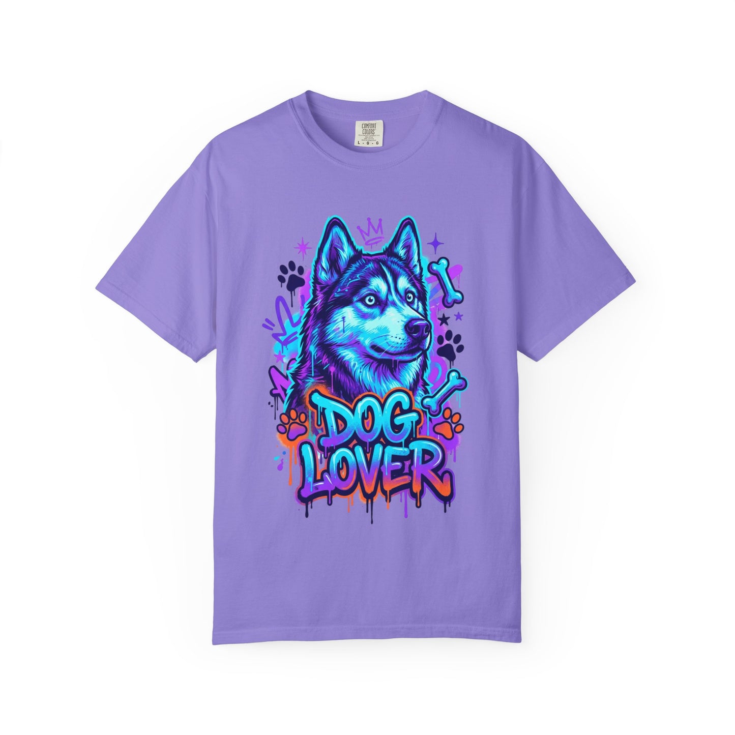Dog Lover T-Shirt — Neon Husky Graphic Tee