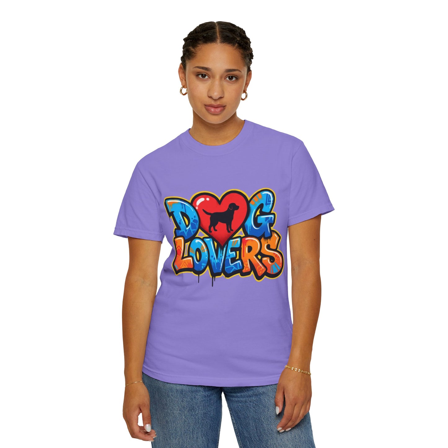 Dog Lovers Graffiti T-Shirt — Heart & Silhouette Pet Lover Tee
