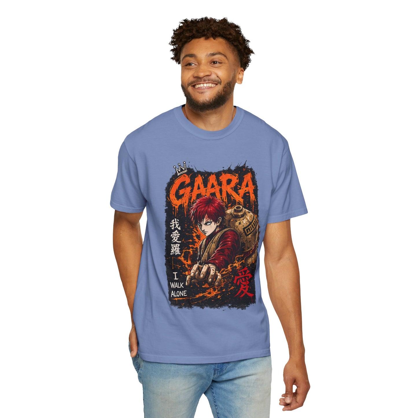 Anime Character Graphic T-Shirt — "I Walk Alone" Gaara Design