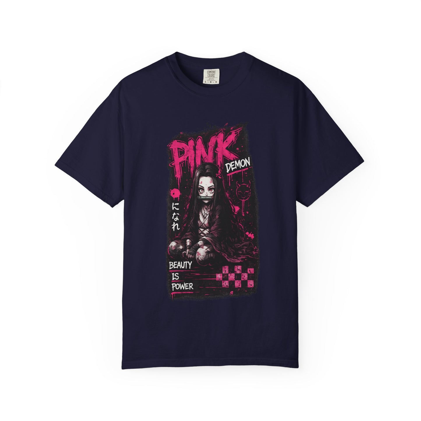 Pink Demon Graphic T-Shirt — 'Beauty Is Power' Anime Tee