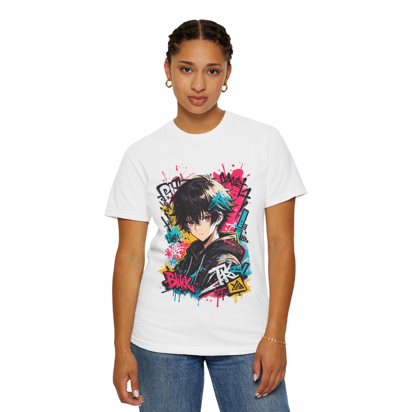 Anime Streetwear T‑Shirt — Graffiti Boy Graphic Tee