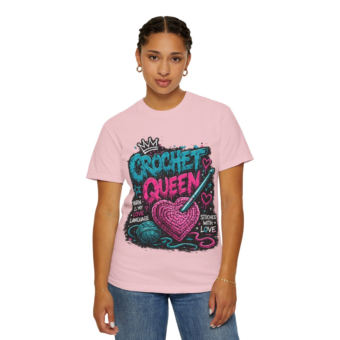 Crochet Queen T-Shirt — 'Yarn is My Love Language' Graphic Tee for Crafters
