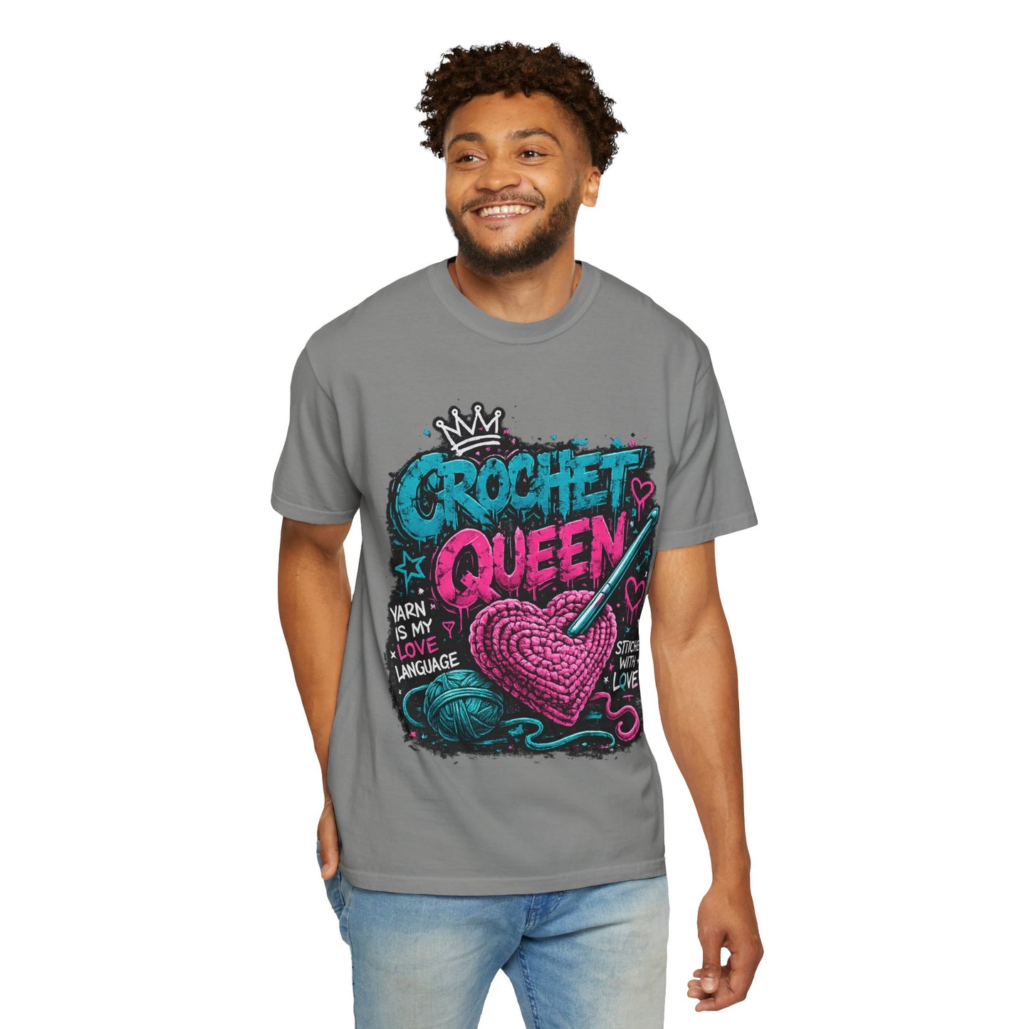 Crochet Queen T-Shirt — 'Yarn is My Love Language' Graphic Tee for Crafters
