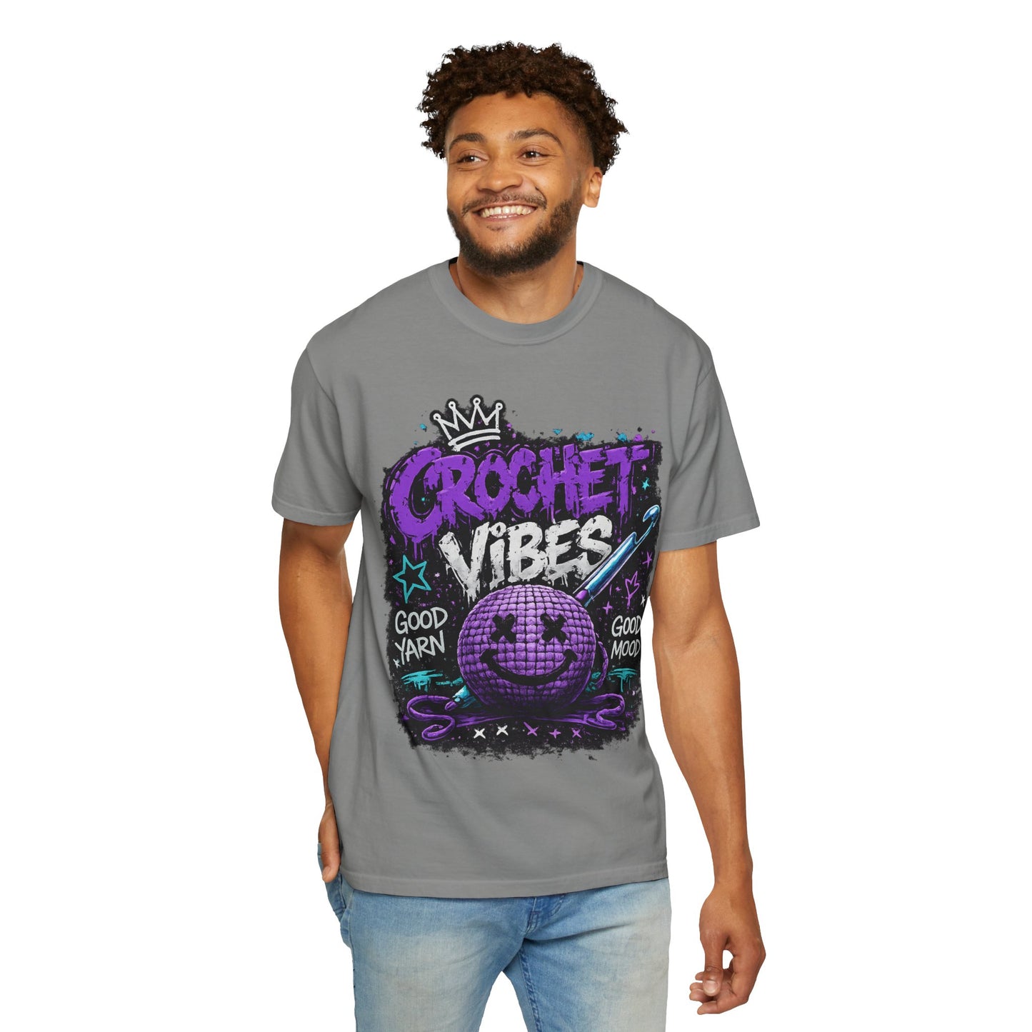 Crochet Vibes T-Shirt — 'Good Yarn, Good Mood' Graphic Tee
