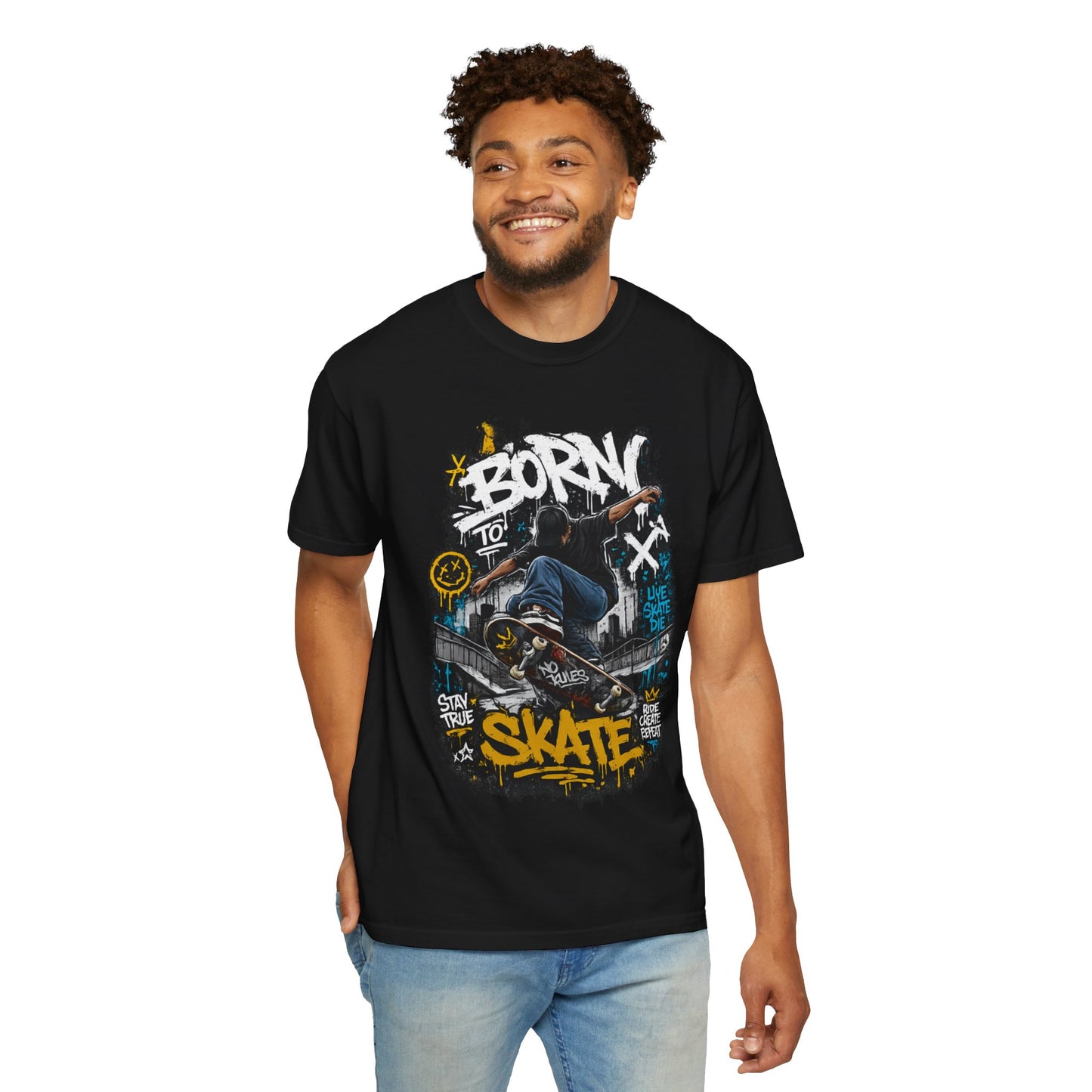 Born To Skate graphic tee | Skateboarder street art T-Shirt