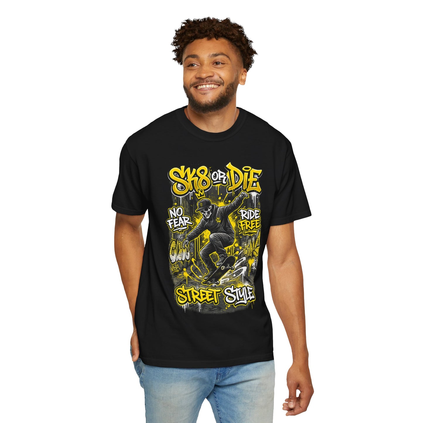 Skate or Die Street Style T-Shirt — Skateboard No Fear, Ride Free Graphic Tee