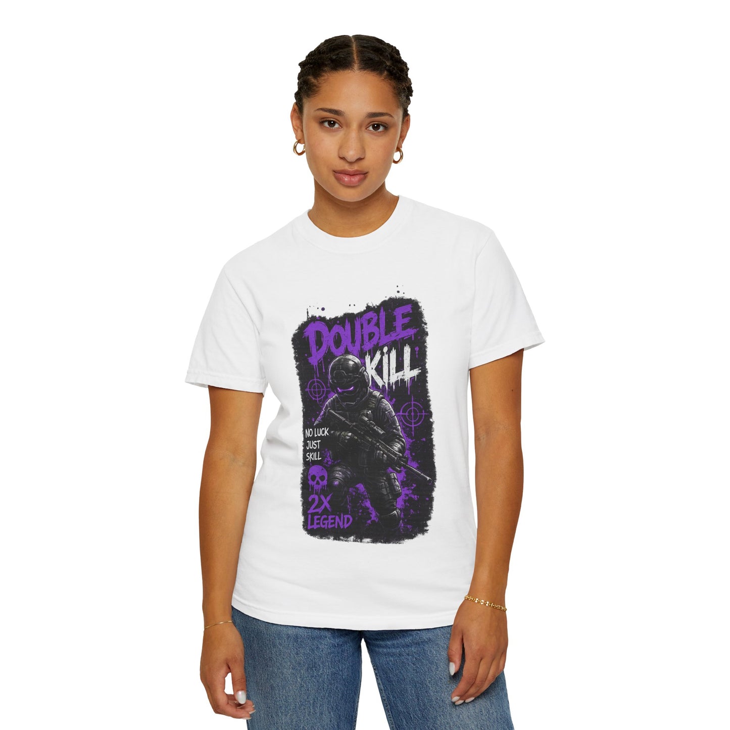 Double Kill Gamer T-Shirt — Retro Neon FPS Graphic Tee