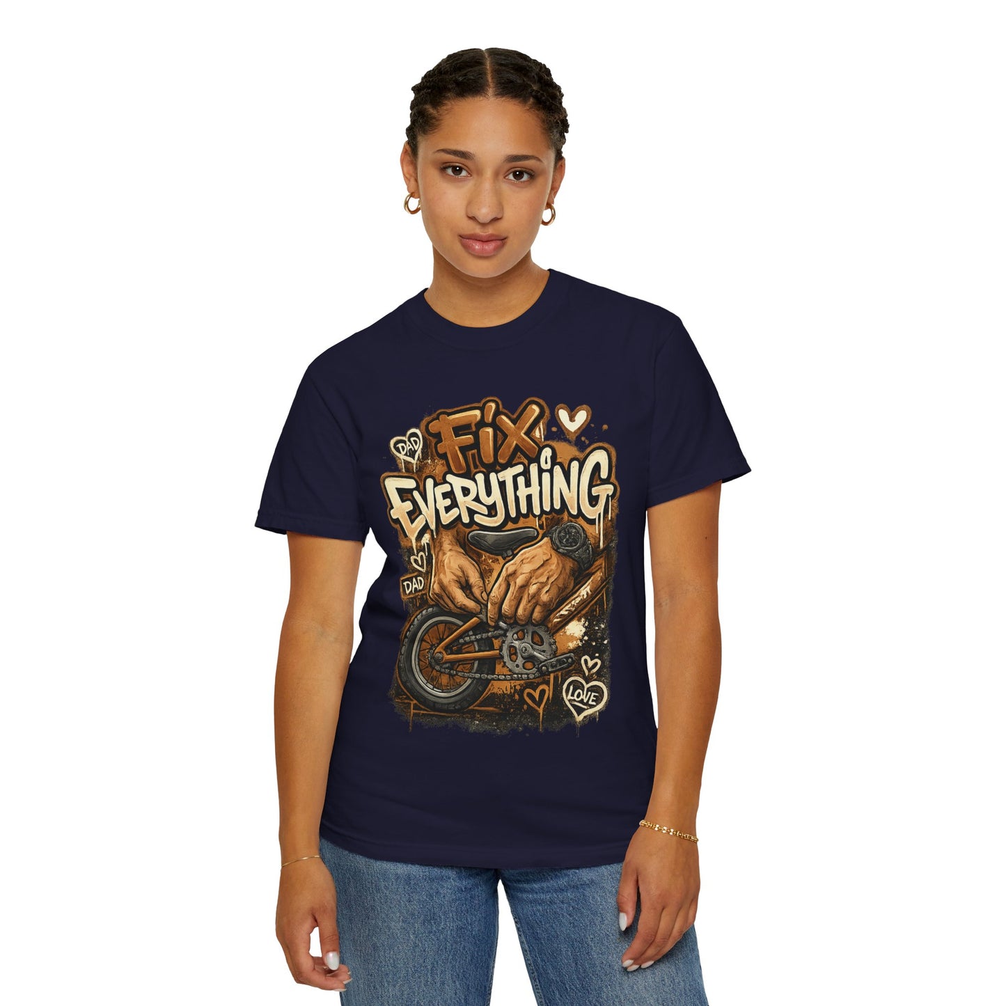 Fix Everything hands repairing bicycle T-Shirt | mechanic repair art