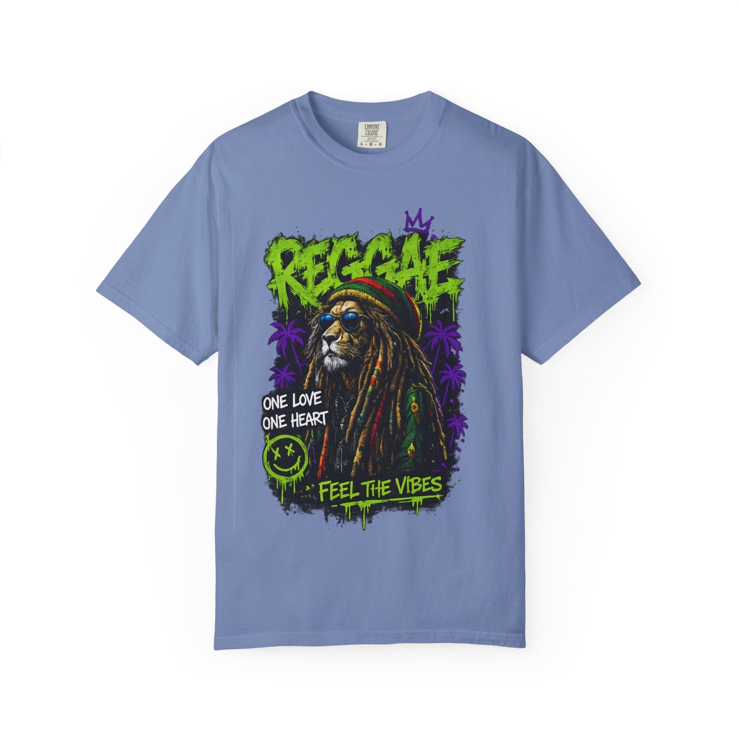 Reggae Lion T-Shirt — "One Love One Heart" Feel the Vibes Graphic Tee