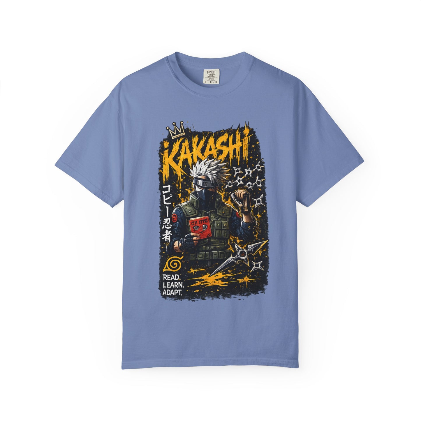 Kakashi Graphic T-Shirt — Anime Ninja Print, 'Read. Learn. Adapt.'