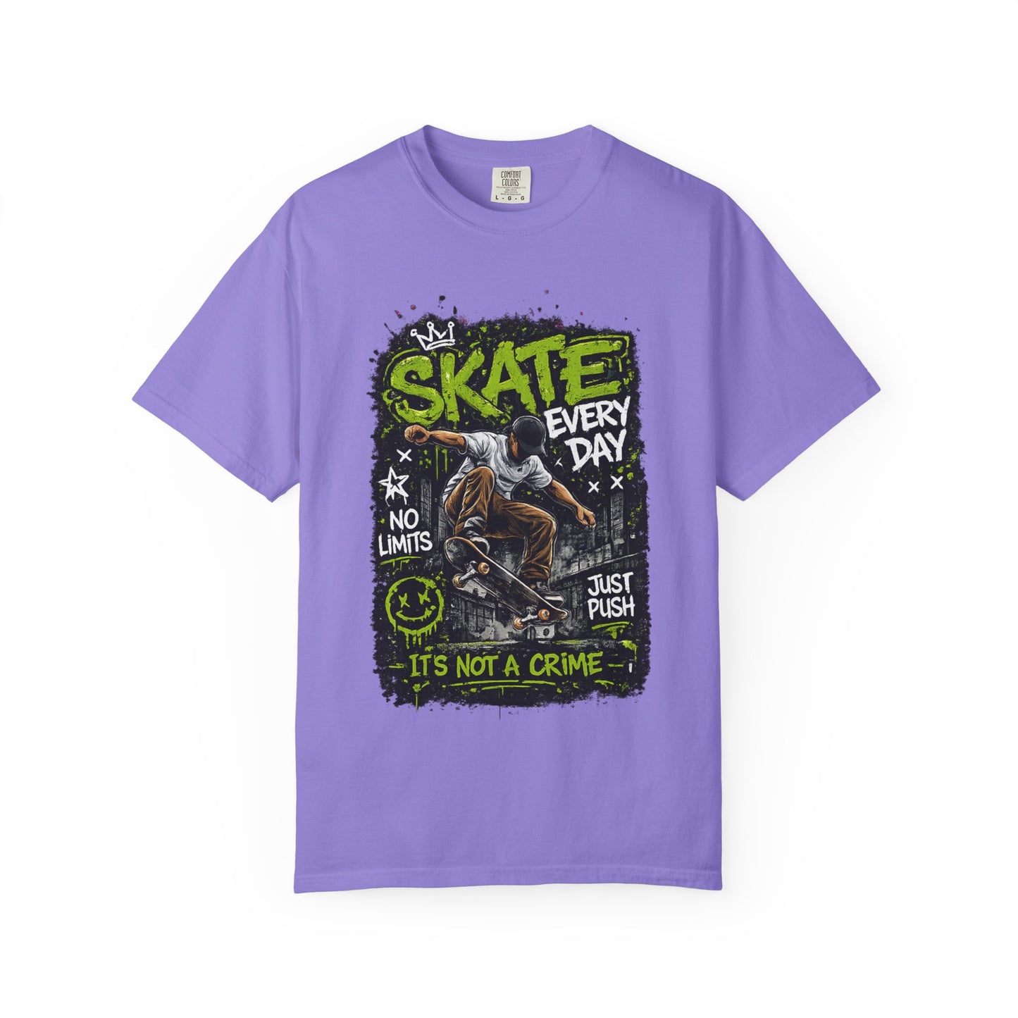 Skate Every Day Graphic T-Shirt — "It's Not a Crime" Skateboard Tee
