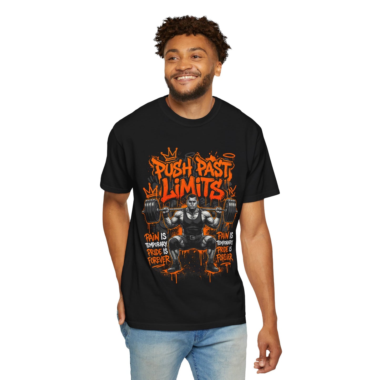 Push Past Limits weightlifting graphic tee | Motivational gym shirt