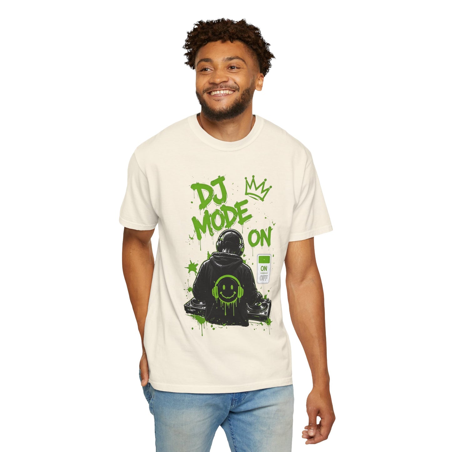 DJ Mode On T-Shirt — Neon Green DJ Graphic Tee