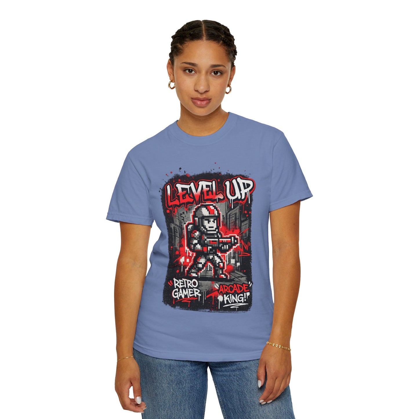 Level Up Retro Gamer T-Shirt — Arcade King Pixel Shooter Tee