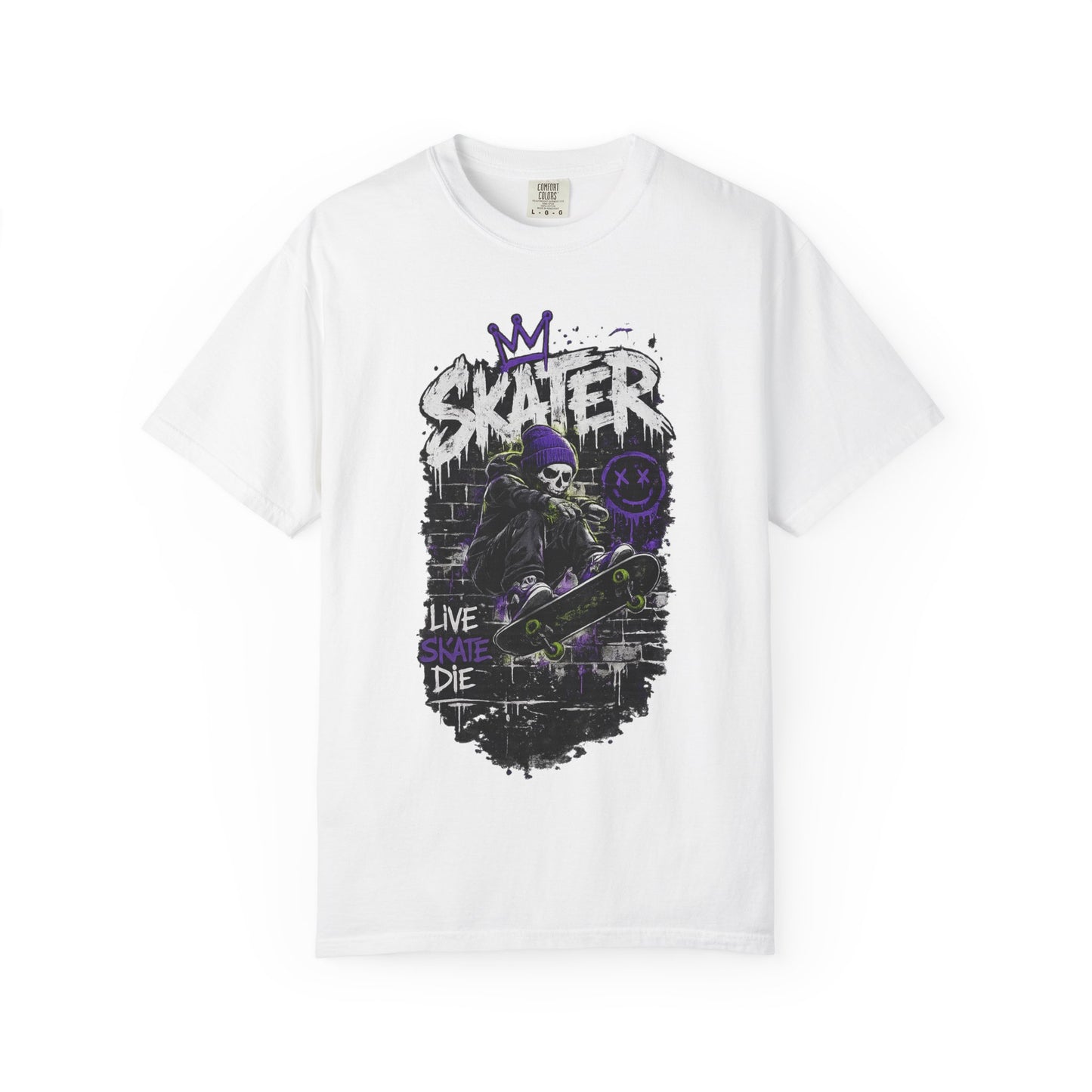 Skater Skull Graphic T‑Shirt — "Live Skate Die" Streetwear Tee