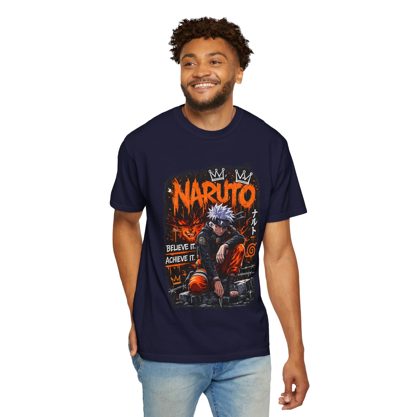 Anime Graphic T-Shirt - "Believe It, Achieve It" Naruto Streetwear Tee