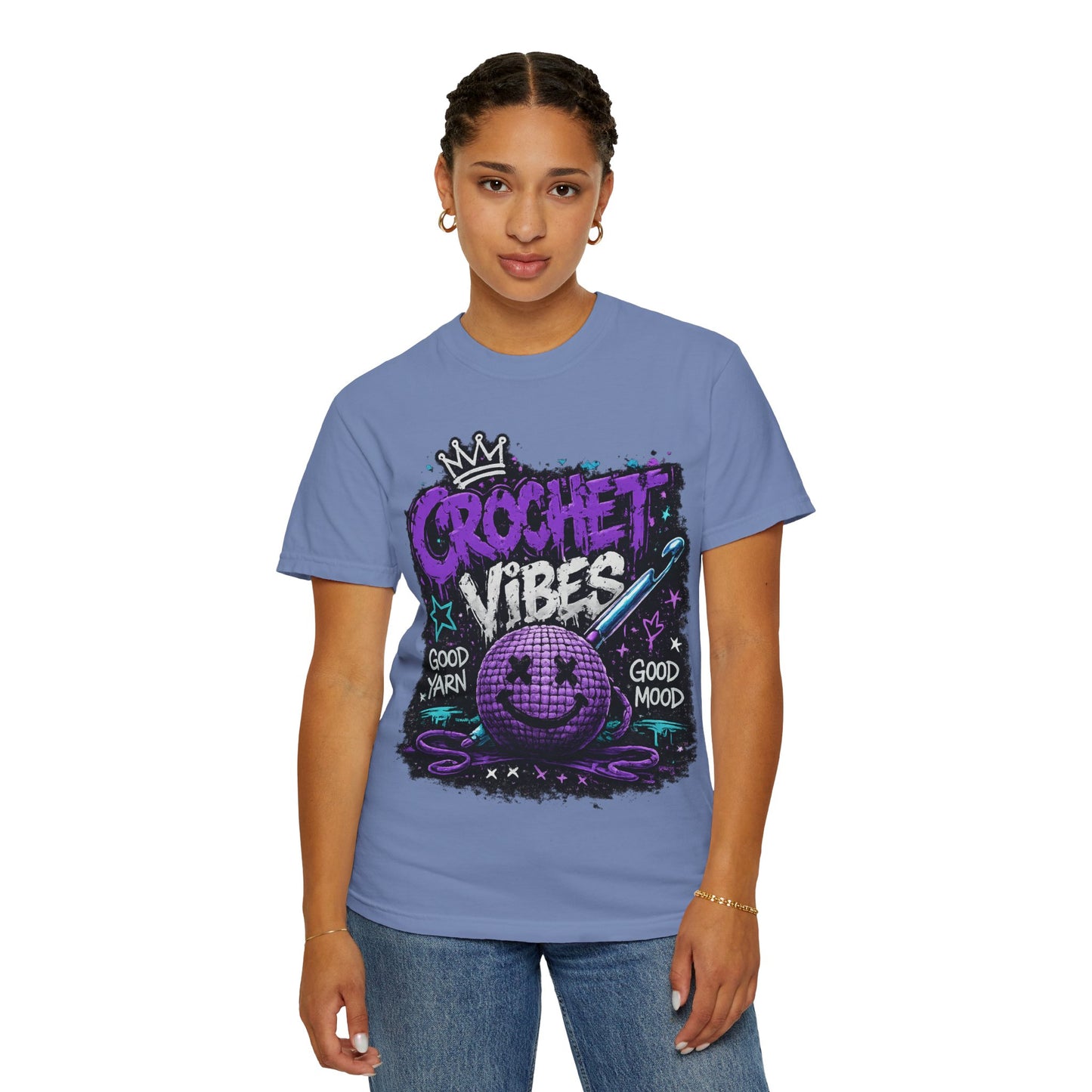 Crochet Vibes T-Shirt — 'Good Yarn, Good Mood' Graphic Tee