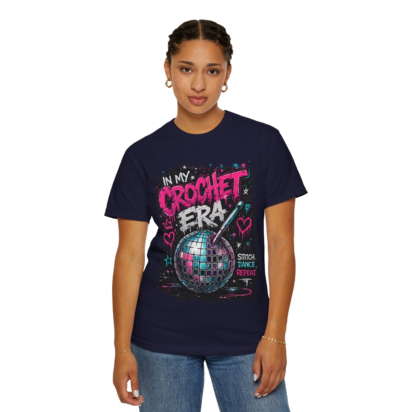 In My Crochet Era T-Shirt — Retro Disco Crochet Graphic Tee