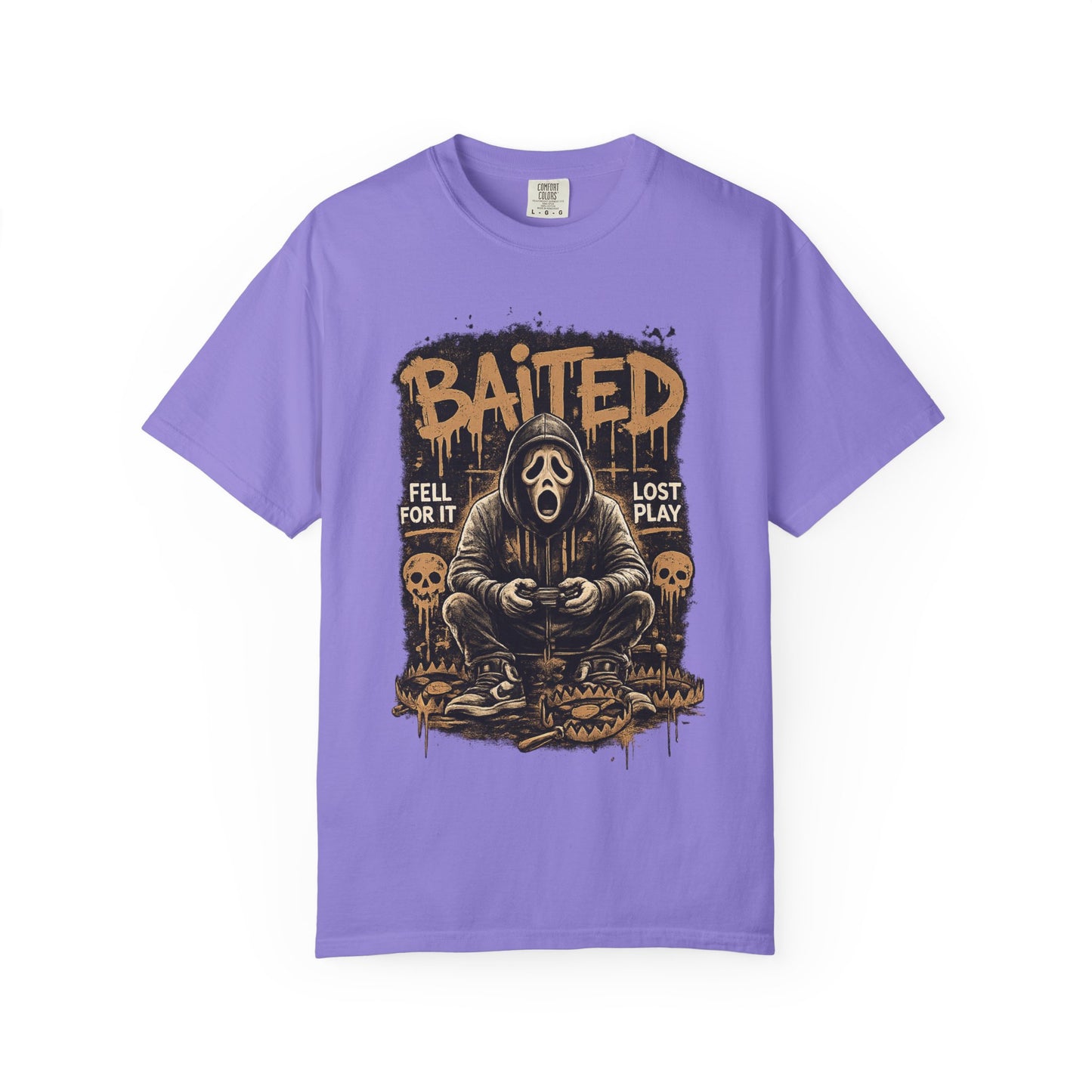 Baited Gamer Grim Reaper T-Shirt | Horror Skull Controller Design