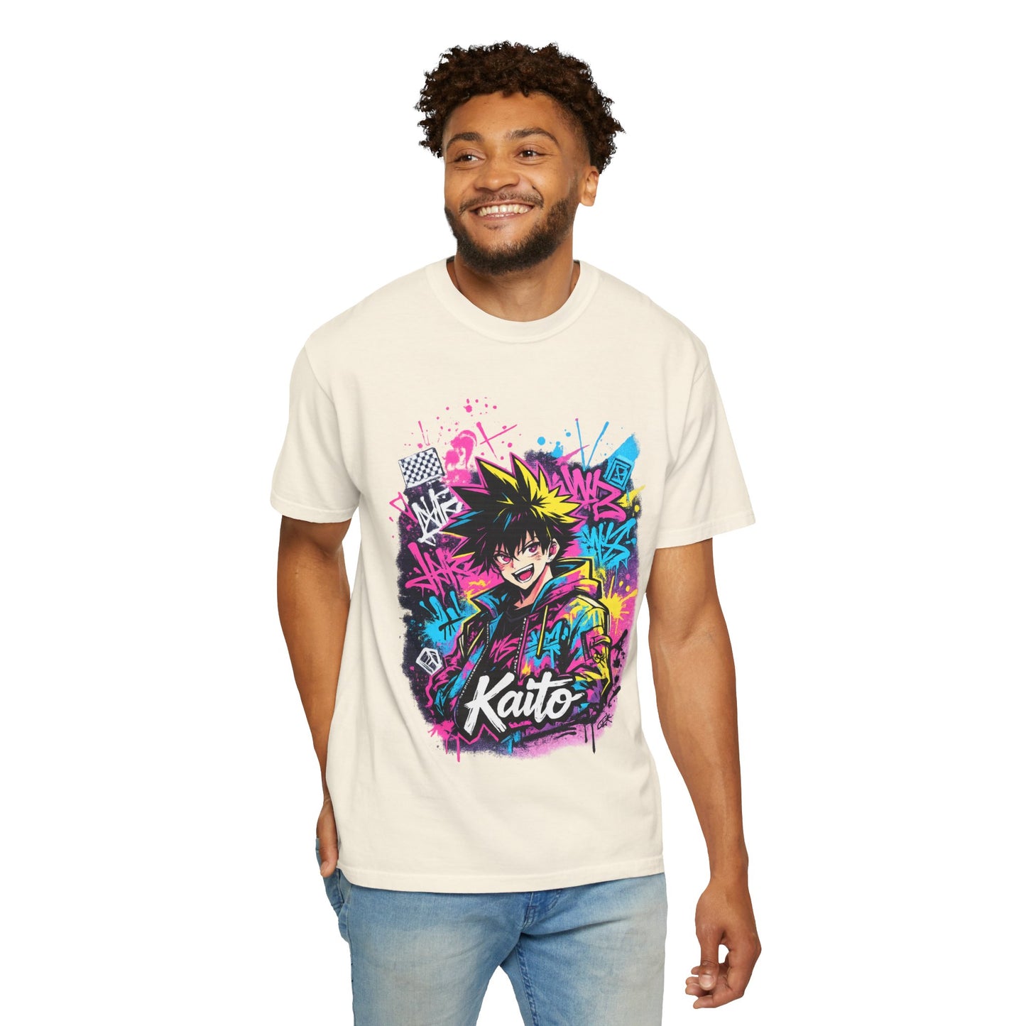Kaito Anime Streetwear T-Shirt — Neon Graffiti Character Tee