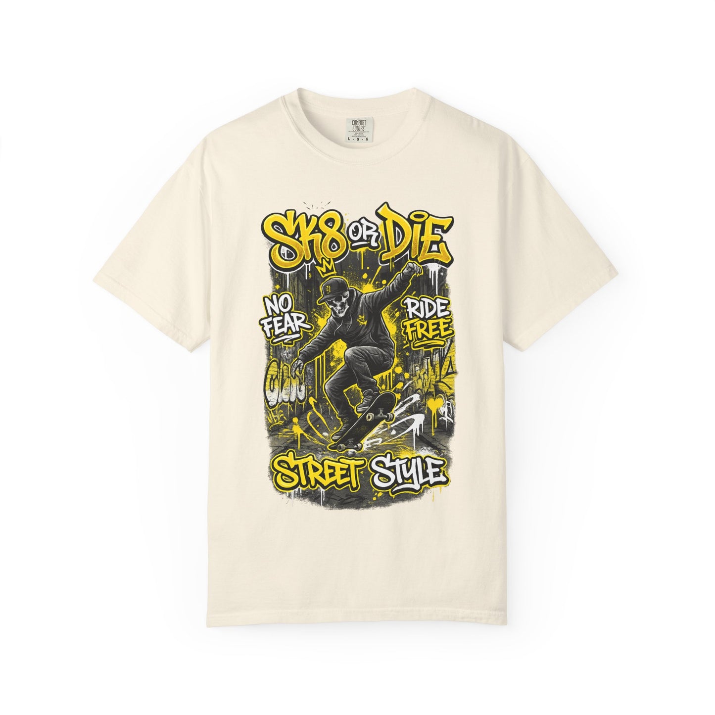 Skate or Die Street Style T-Shirt — Skateboard No Fear, Ride Free Graphic Tee