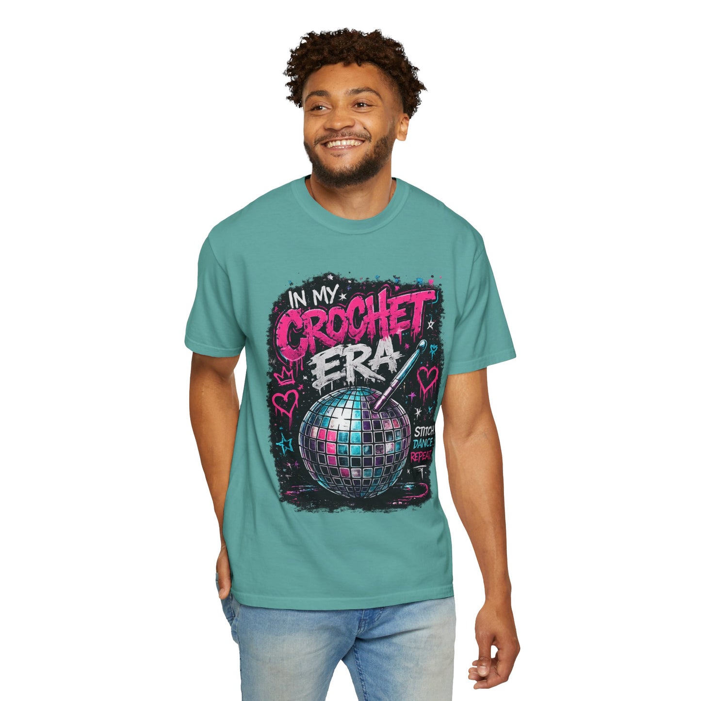 In My Crochet Era T-Shirt — Retro Disco Crochet Graphic Tee