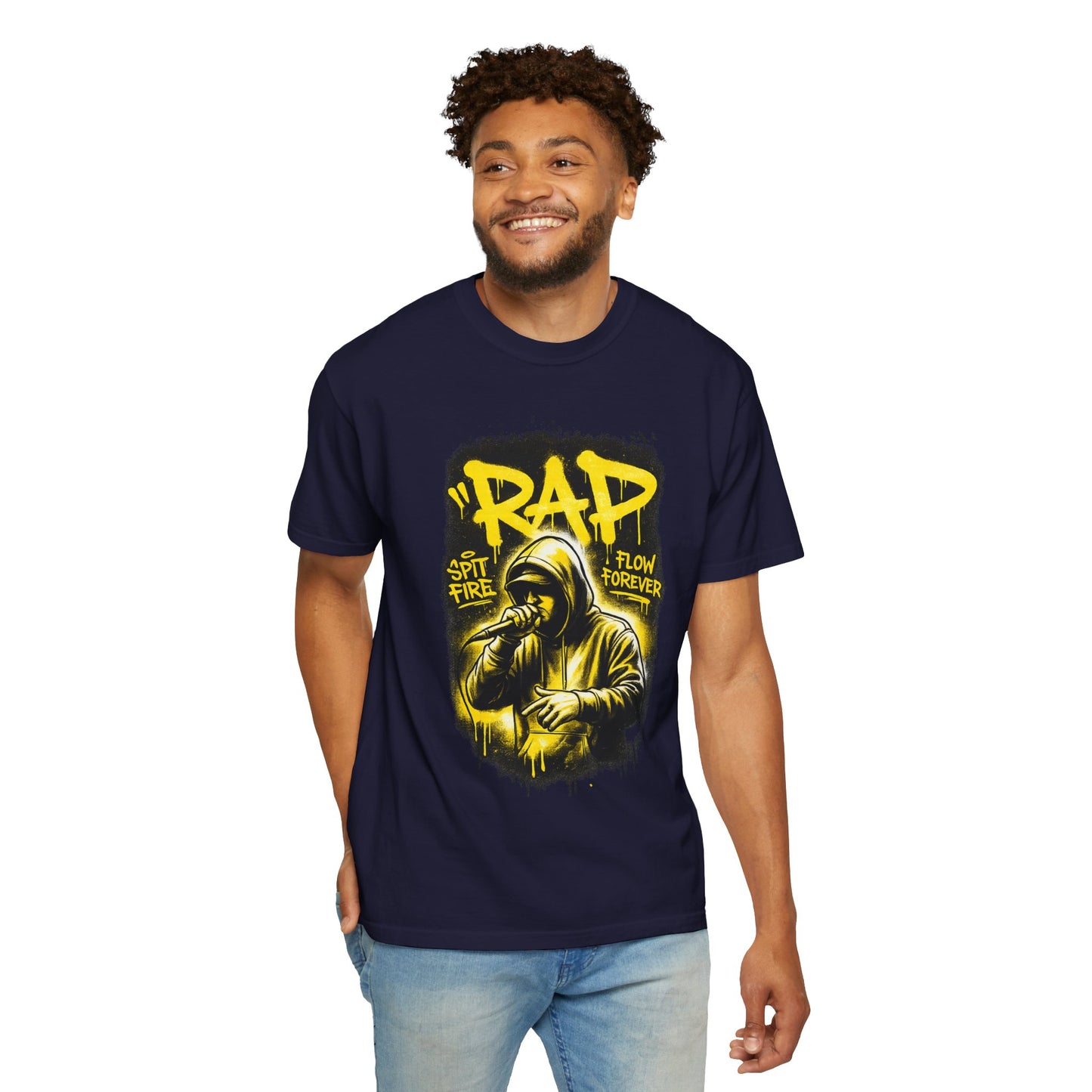 Rap Microphone Graphic T-Shirt — Spit Fire Flow Forever Hip Hop Tee