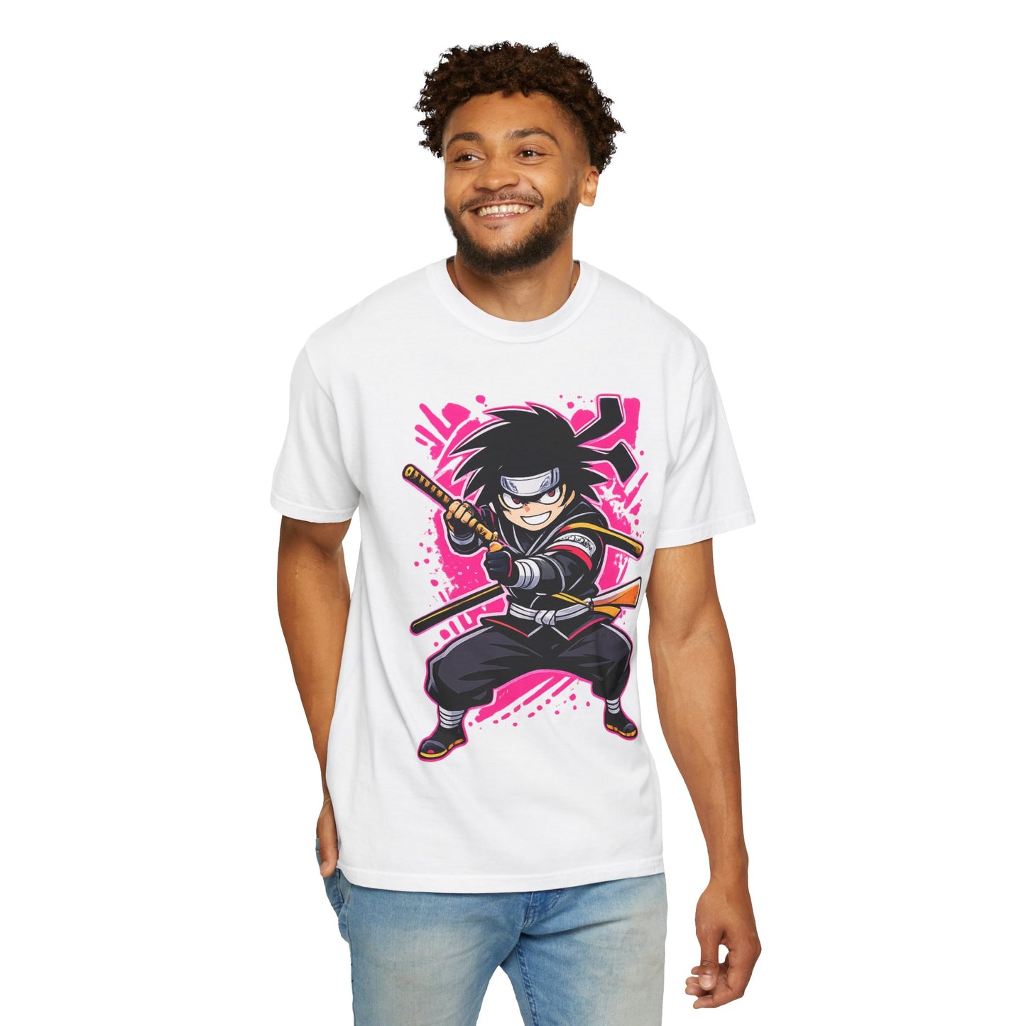 Ninja Warrior Graphic T-Shirt — Fierce Samurai Cartoon Tee for Anime Fans