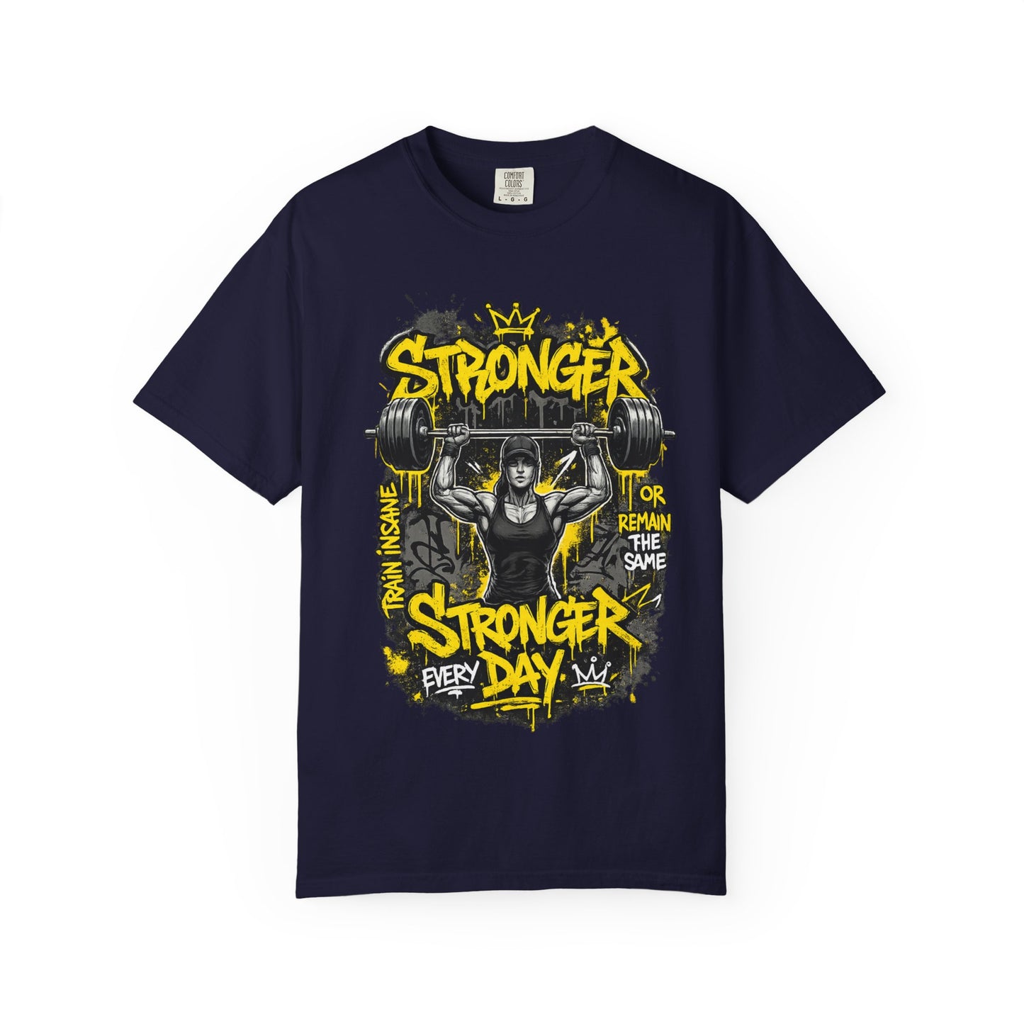 Stronger Every Day weightlifter graphic tee