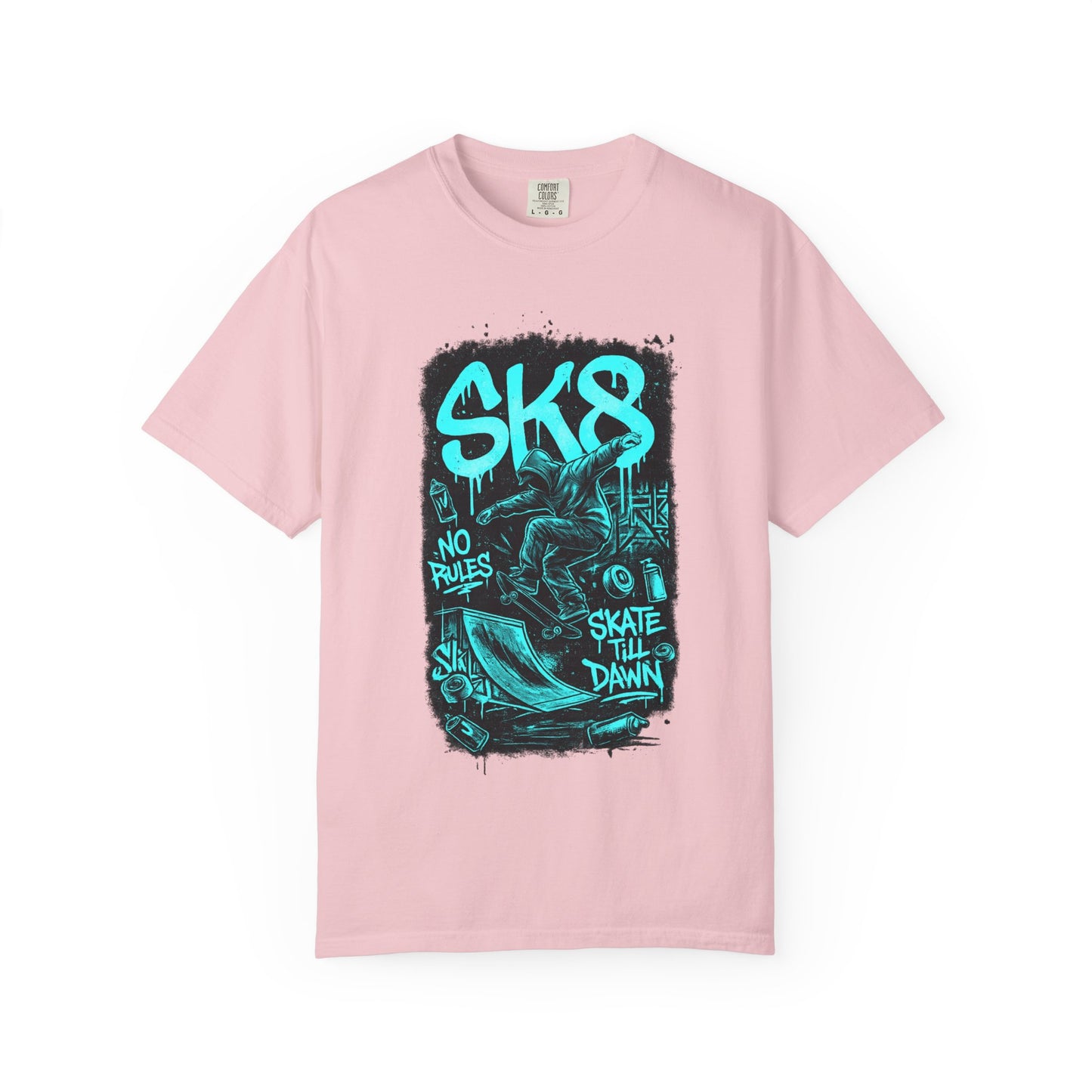 SK8 Skateboard Graphic T-Shirt — 'SK8' No Rules Skate Till Dawn Tee