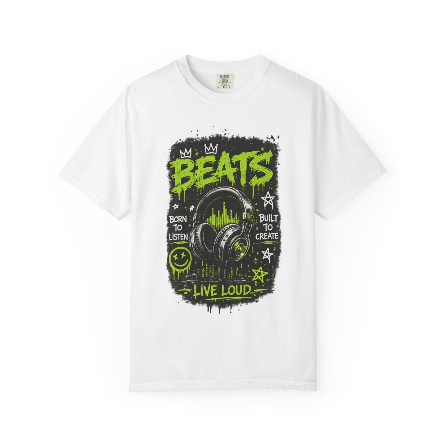 Beats Headphones Live Loud T-shirt | Music Graphic Tee, Neon Green