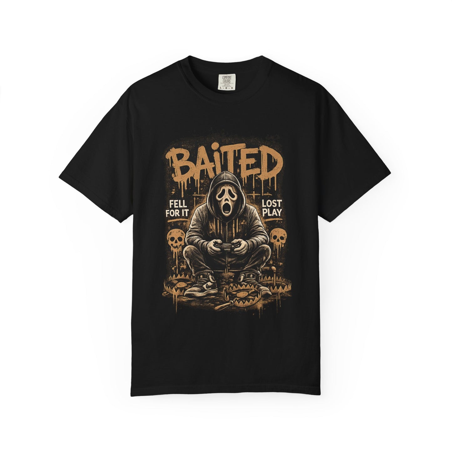 Baited Gamer Grim Reaper T-Shirt | Horror Skull Controller Design