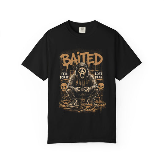 Baited Gamer Grim Reaper T-Shirt | Horror Skull Controller Design