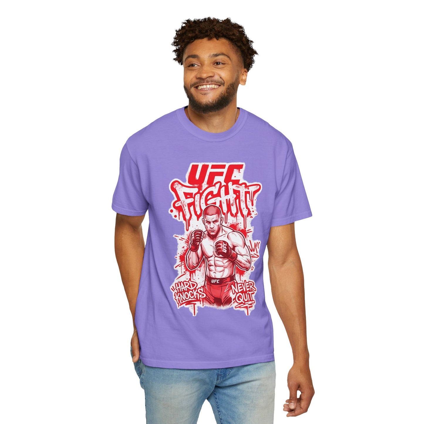 Fight Club MMA T-Shirt — 'UFC Fight' Graphic Tee, 'Hard Knocks Never Quit'