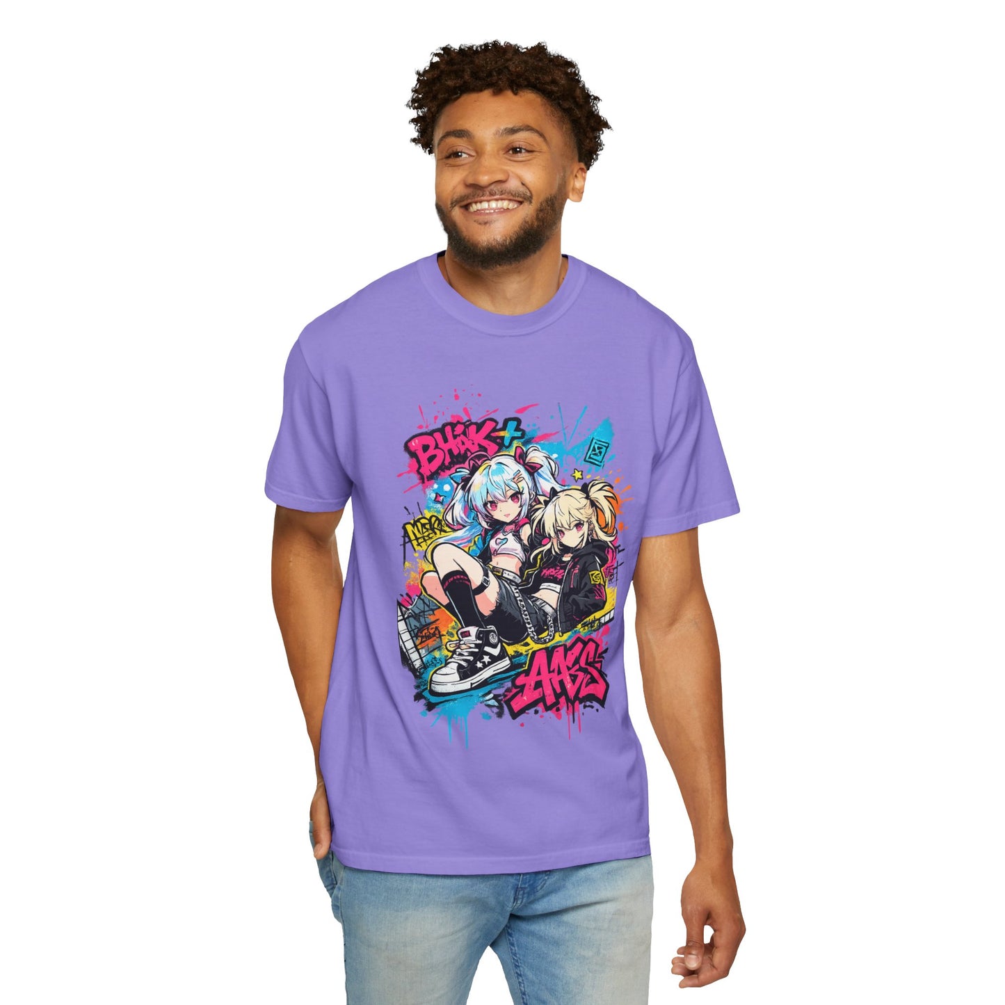 Anime Streetwear T-Shirt — 'Bucks & Sakes' Graffiti Girls Graphic Tee