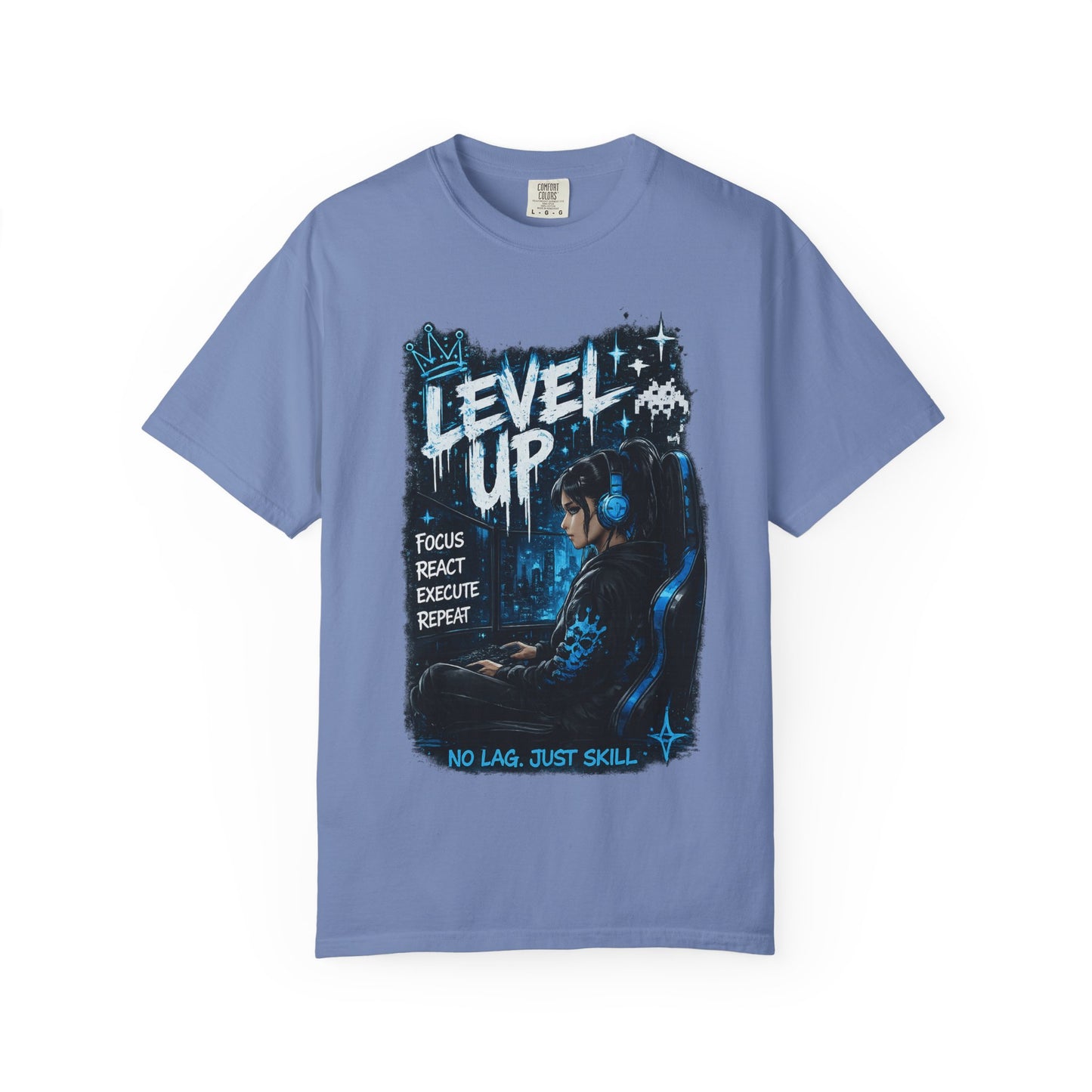 Level Up Gamer T-Shirt — "Level Up: Focus React Execute Repeat" Graphic Tee