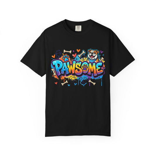 Pawsome Graffiti Dog T-Shirt — Colorful Pet Lover Tee