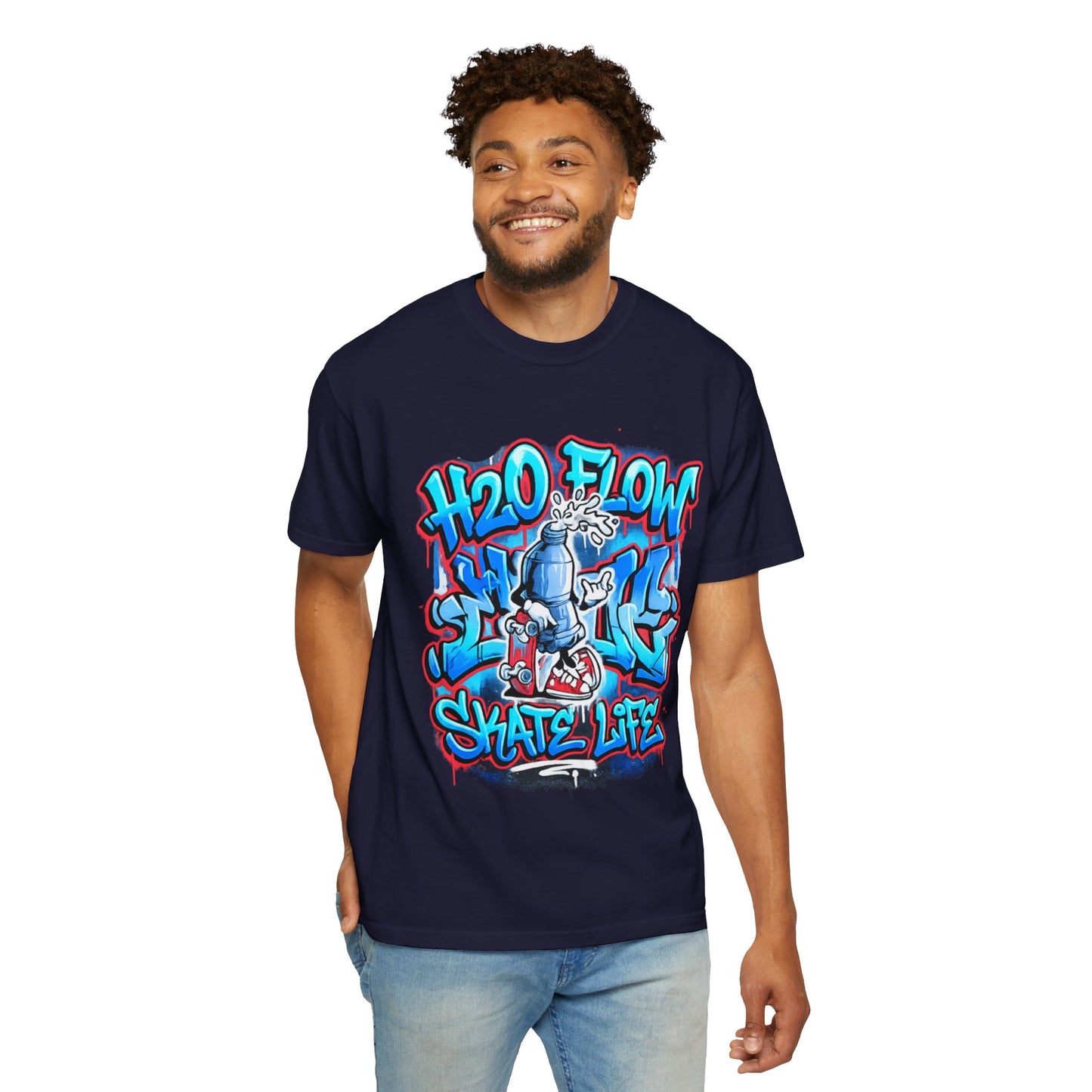 H2O Flow Skate Life T-Shirt | Graffiti Soda Can Skateboard Design