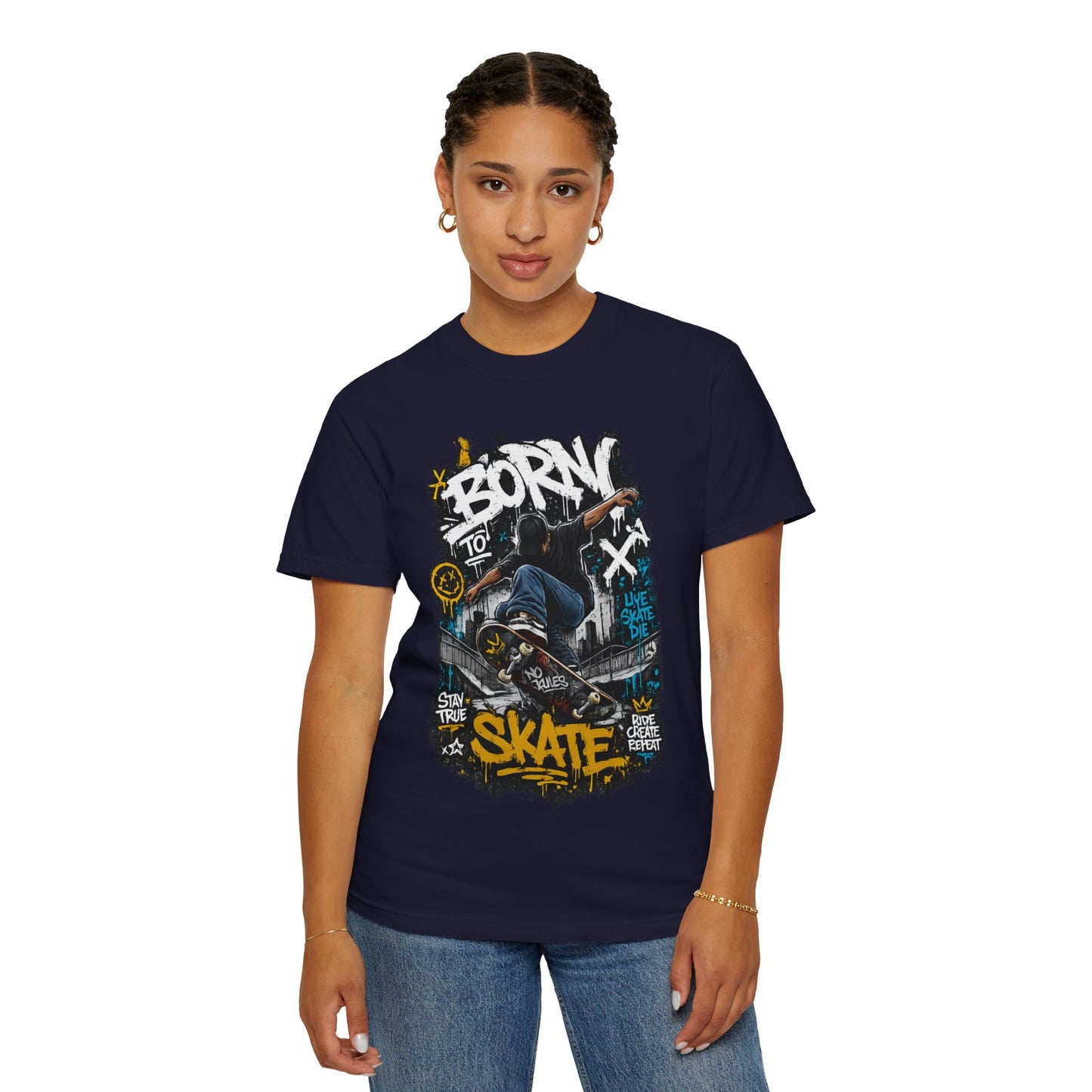 Born To Skate graphic tee | Skateboarder street art T-Shirt