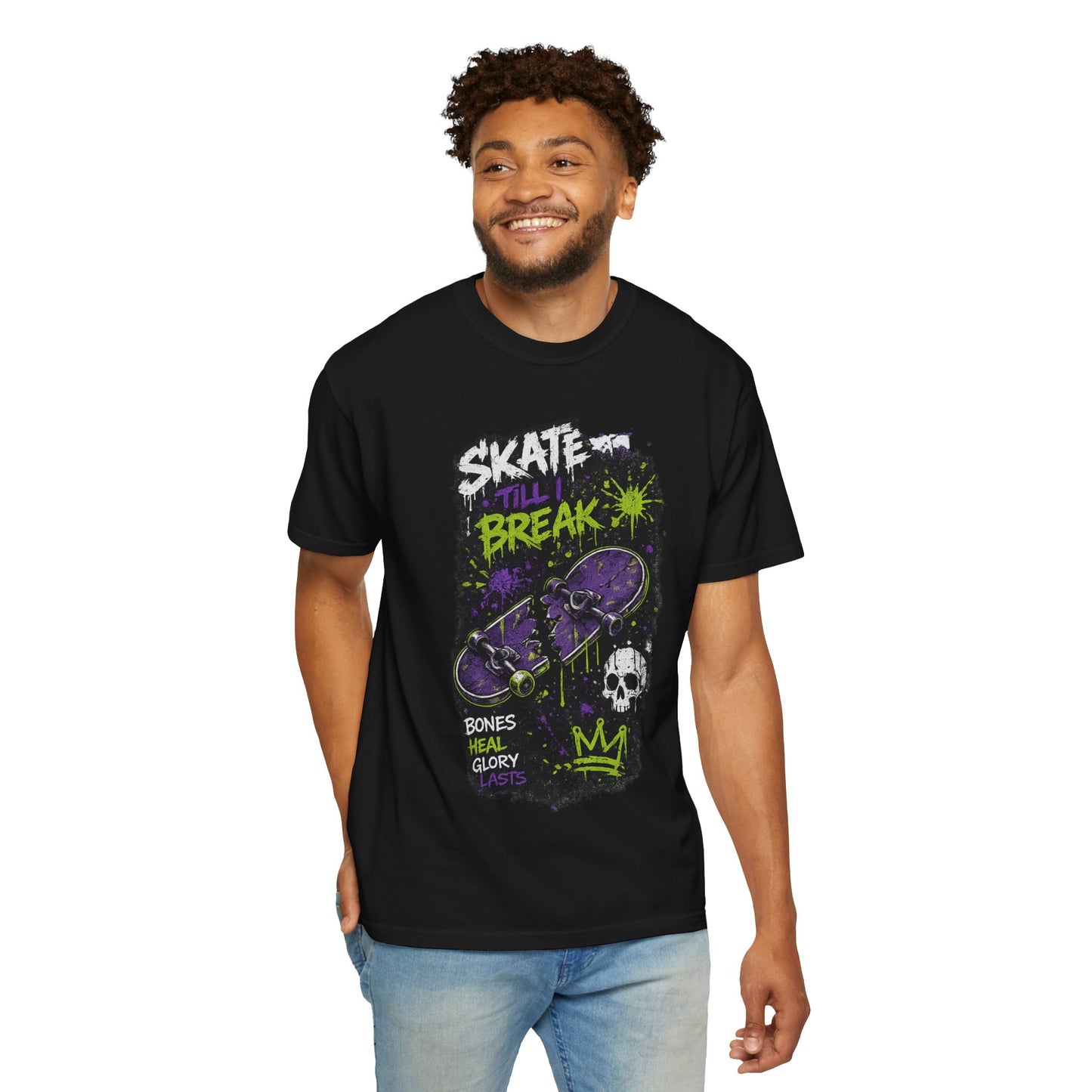 Skate Break Graphic T-Shirt — Skateboard Skull Streetwear