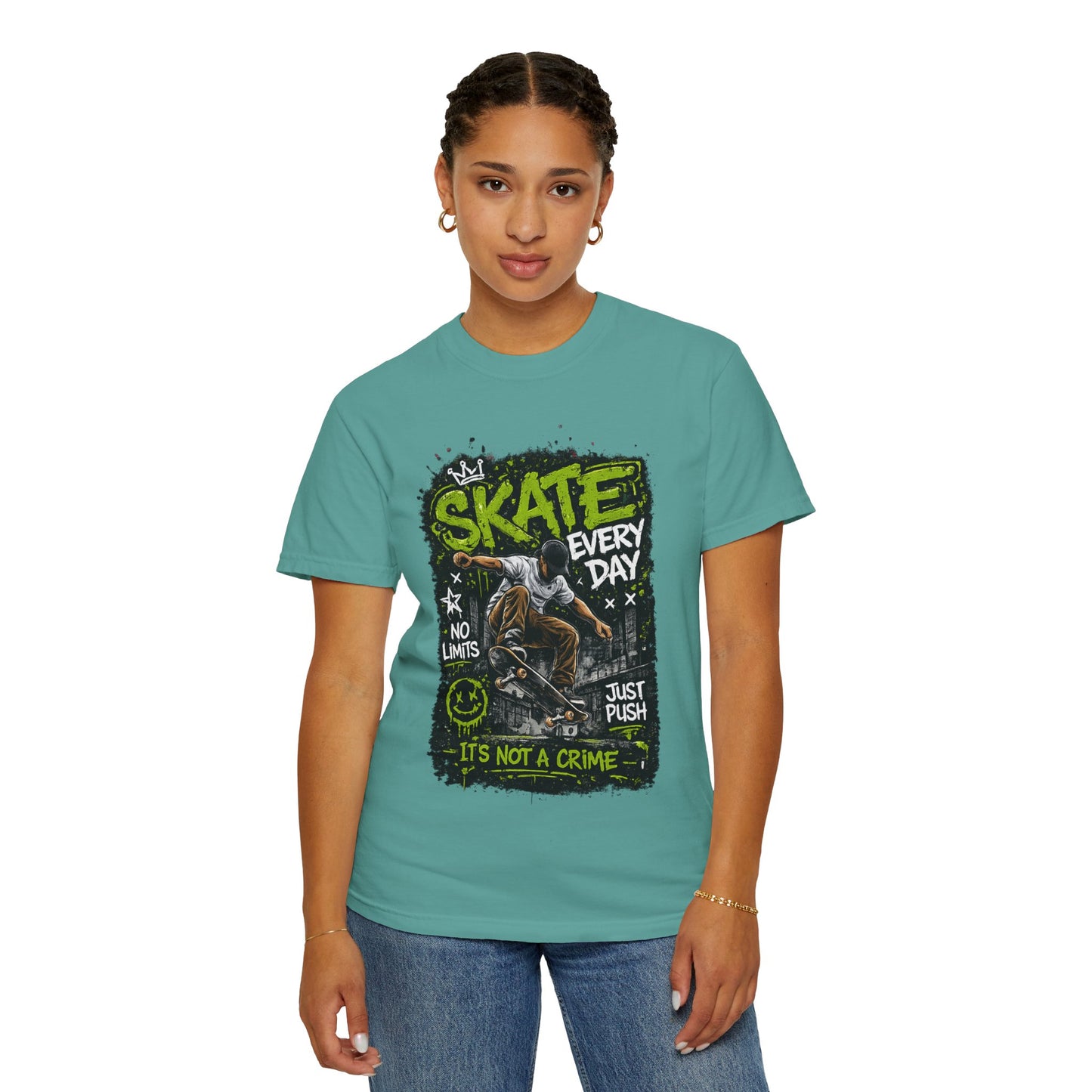 Skate Every Day Graphic T-Shirt — "It's Not a Crime" Skateboard Tee