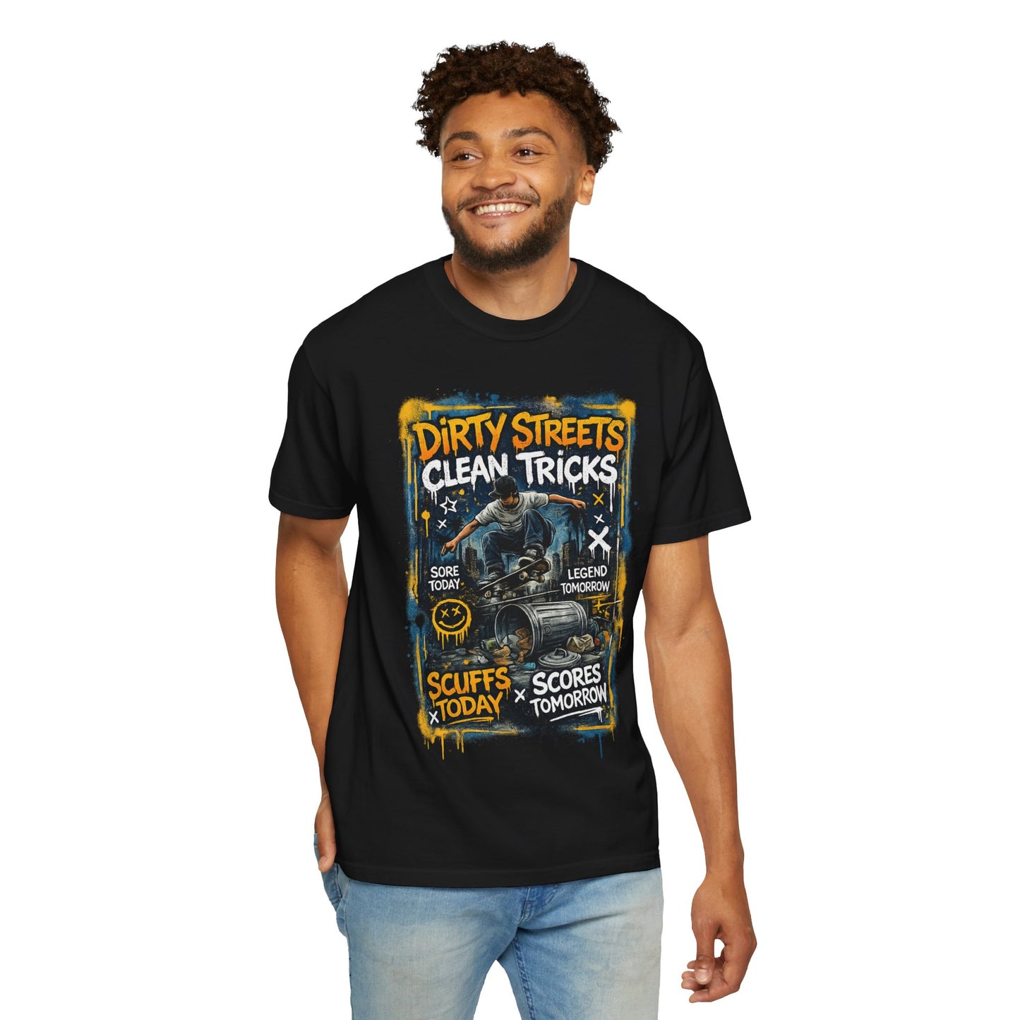 Dirty Streets, Clean Tricks Skate T-Shirt — Scuffs Today, Scores Tomorrow