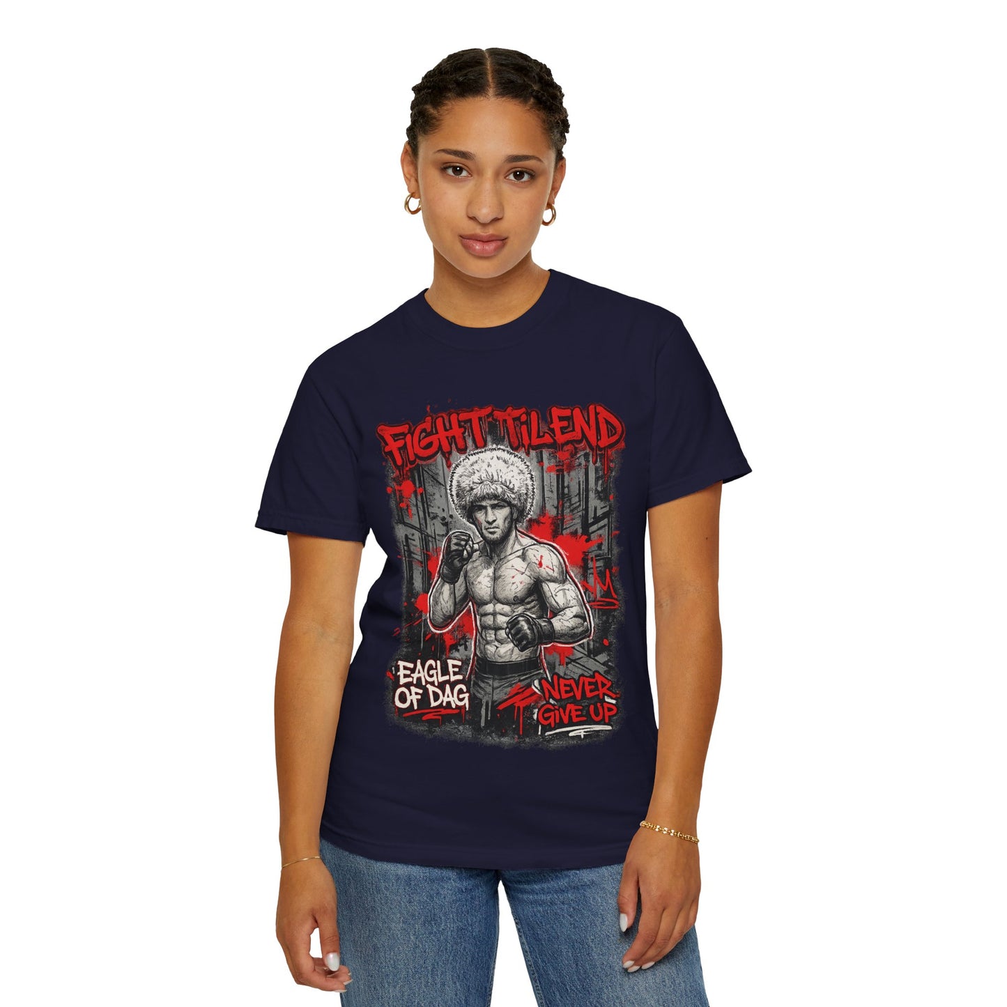 Fight Milend Boxing T-Shirt — "Eagle of Dag" Never Give Up Graphic Tee