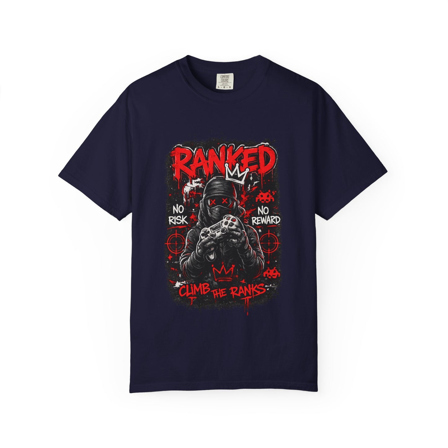 Ranked Climber Graphic Tee | Gamer Skull, No Risk No Reward
