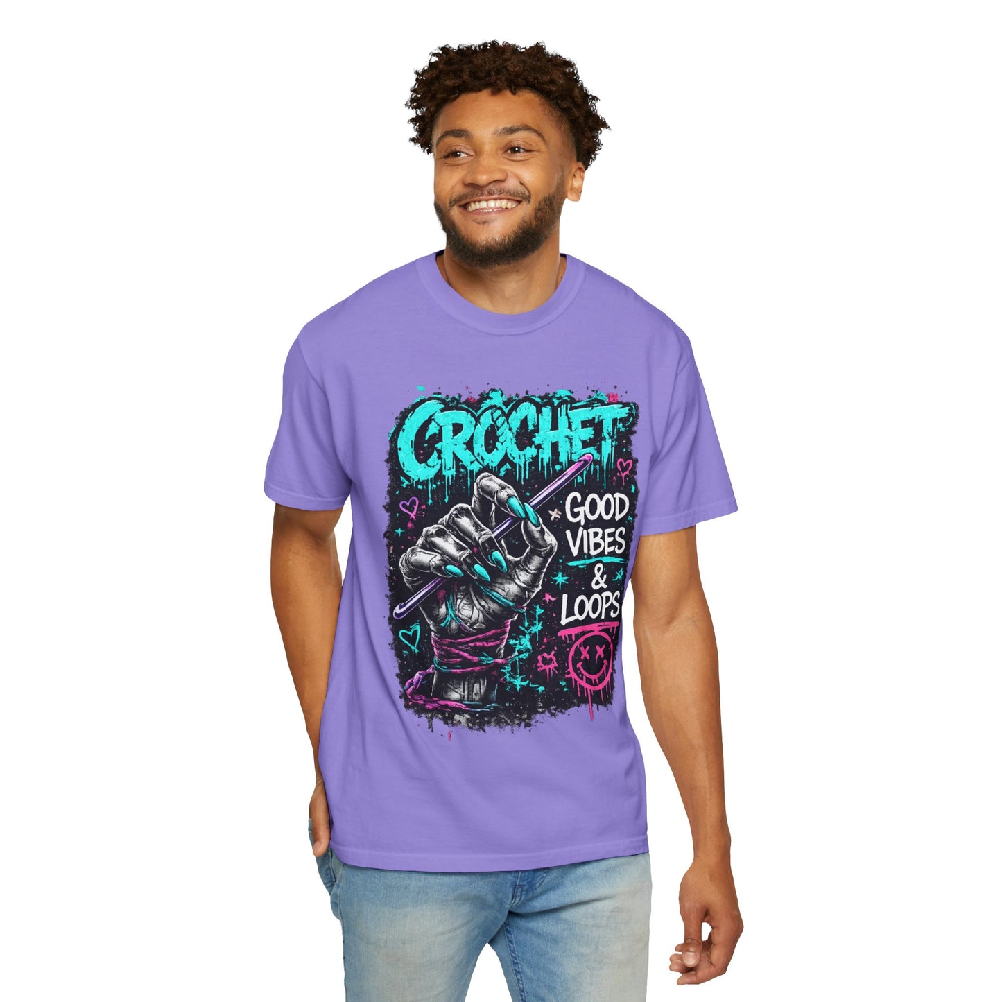 Crochet 'Good Vibes & Loops' Graphic T-Shirt