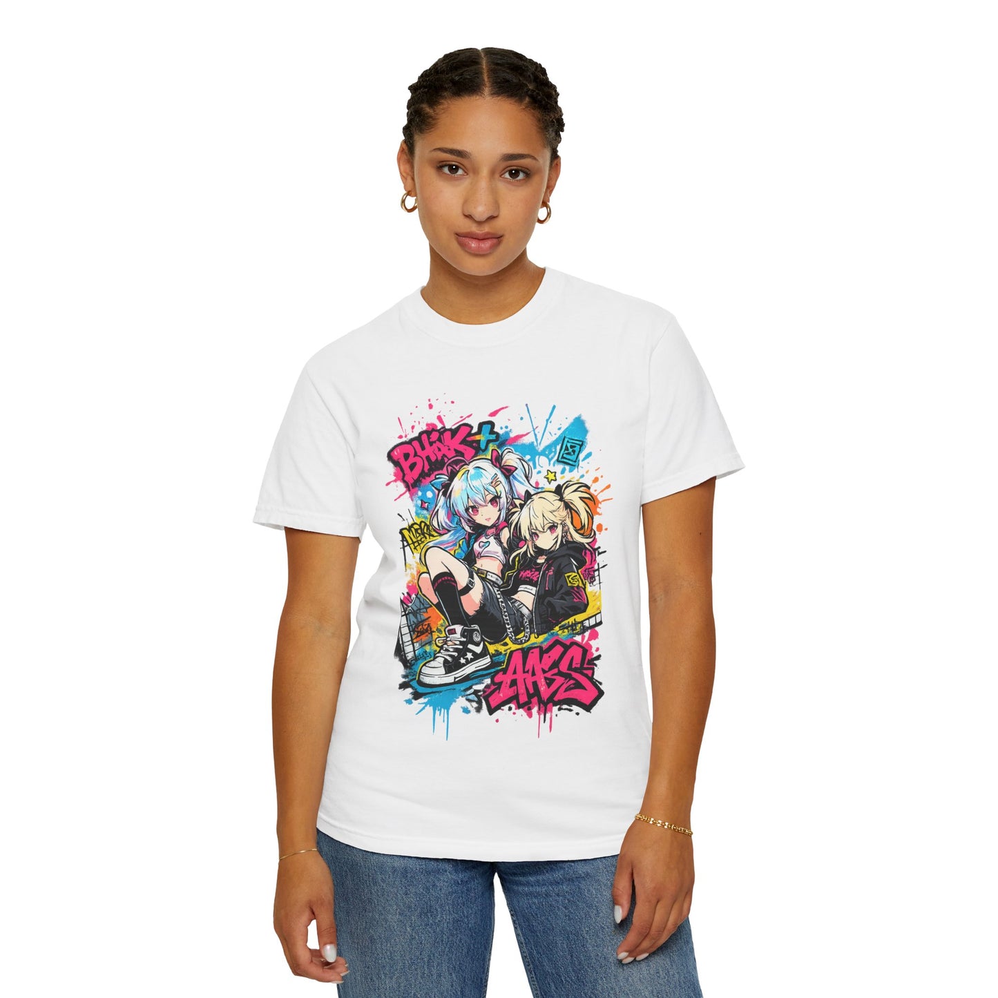 Anime Streetwear T-Shirt — 'Bucks & Sakes' Graffiti Girls Graphic Tee