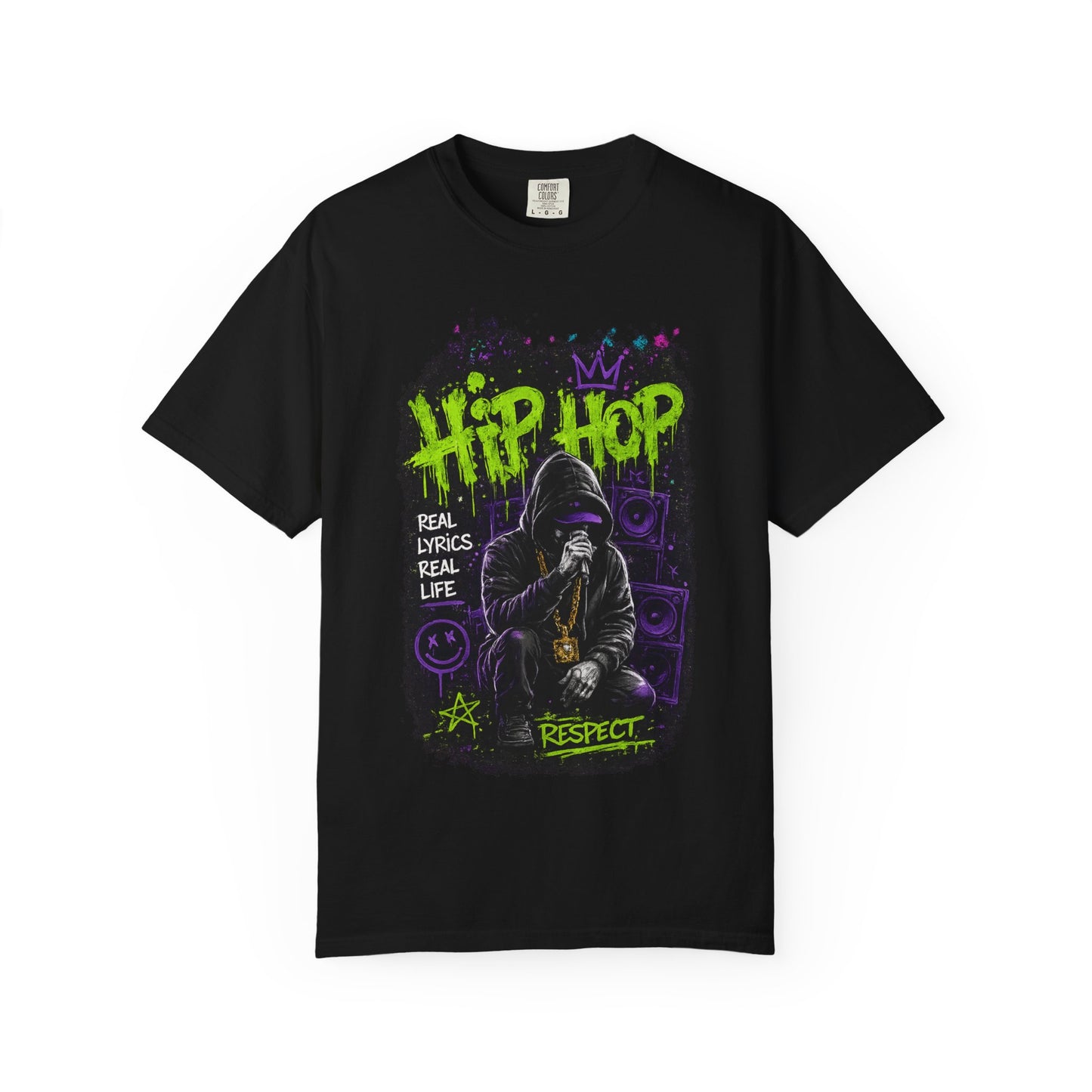 Hip Hop Respect T-Shirt — Graffiti Rap Streetwear Tee ("Real Lyrics Real Life")