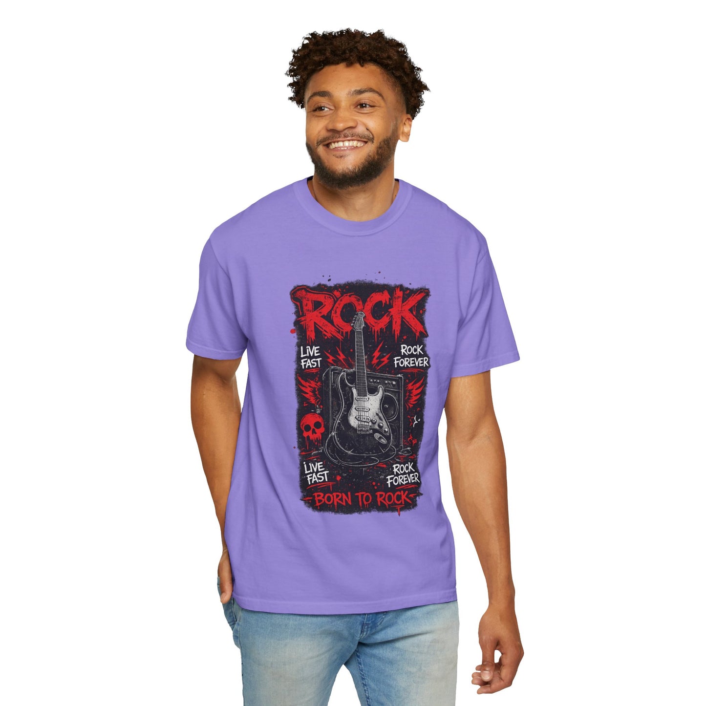 Rock 'Born to Rock' Guitar Graphic T-Shirt