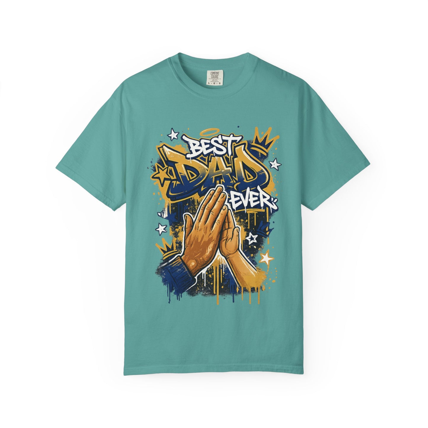 Best Dad Ever Praying Hands T-Shirt | Fatherhood Street Art Tee