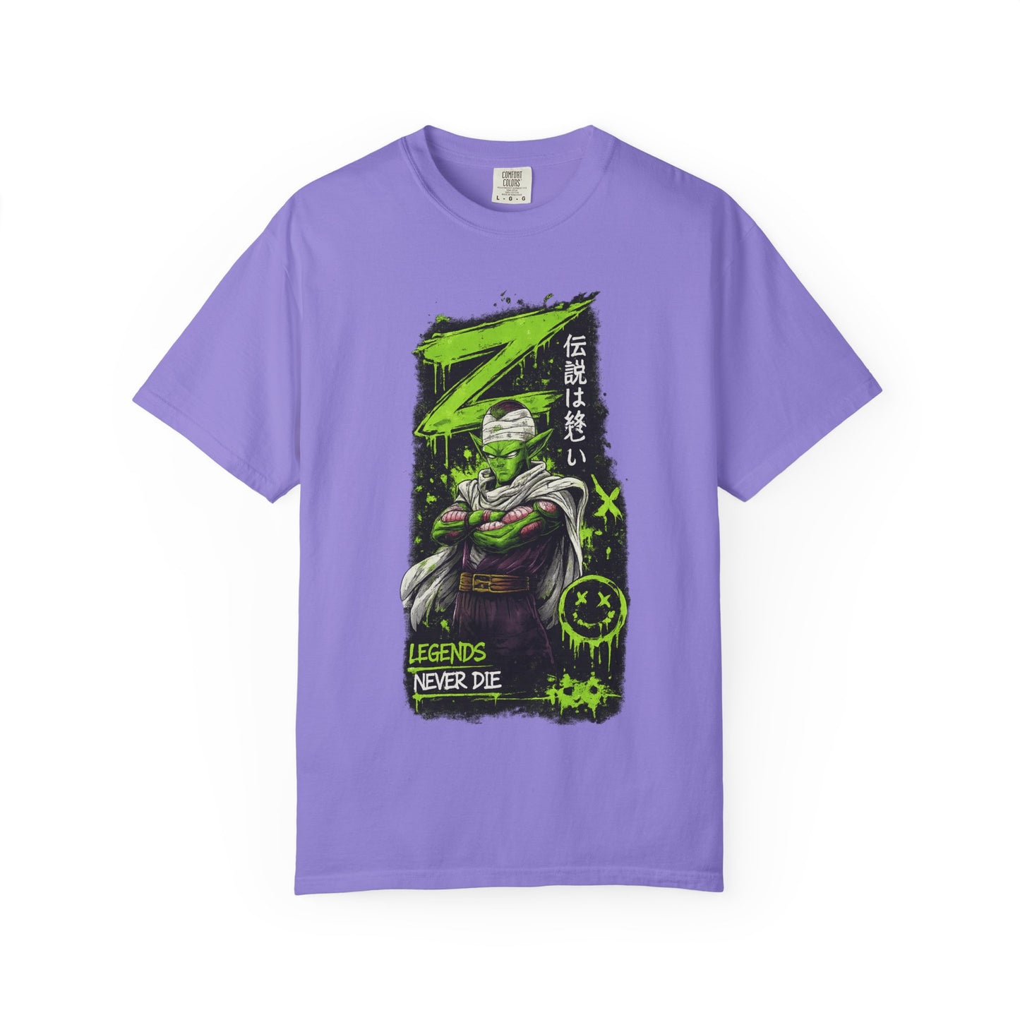Dragon Warrior Graphic T-Shirt — "Legends Never Die" Neon Green Anime Design
